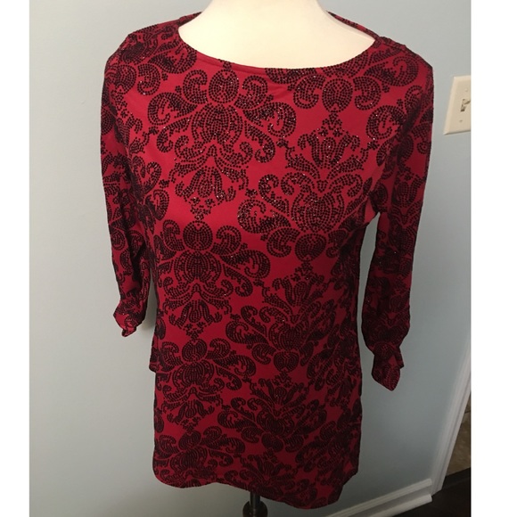 Women’s Dark Red and Black Blouse - Picture 1 of 4